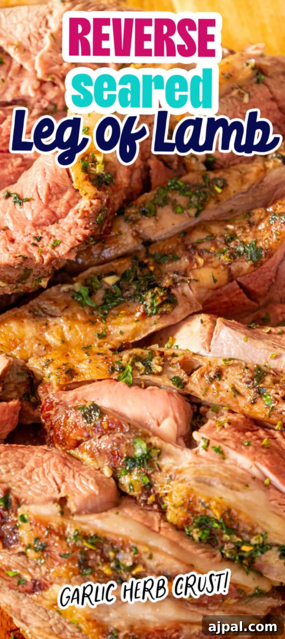 Succulent Reverse Seared Lamb Leg 13 A grand shot of the entire reverse seared leg of lamb, perfectly roasted.