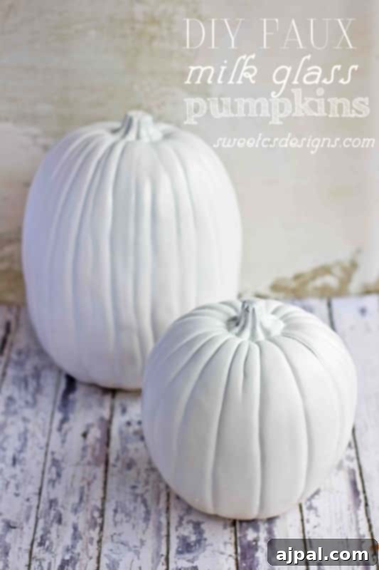 DIY faux milk glass pumpkins for elegant fall and winter decor