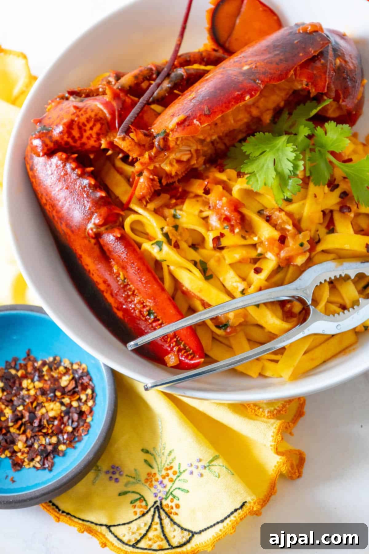 Exquisite Italian Lobster Pasta 3 A delicious bowl of Venetian Lobster Busara pasta.