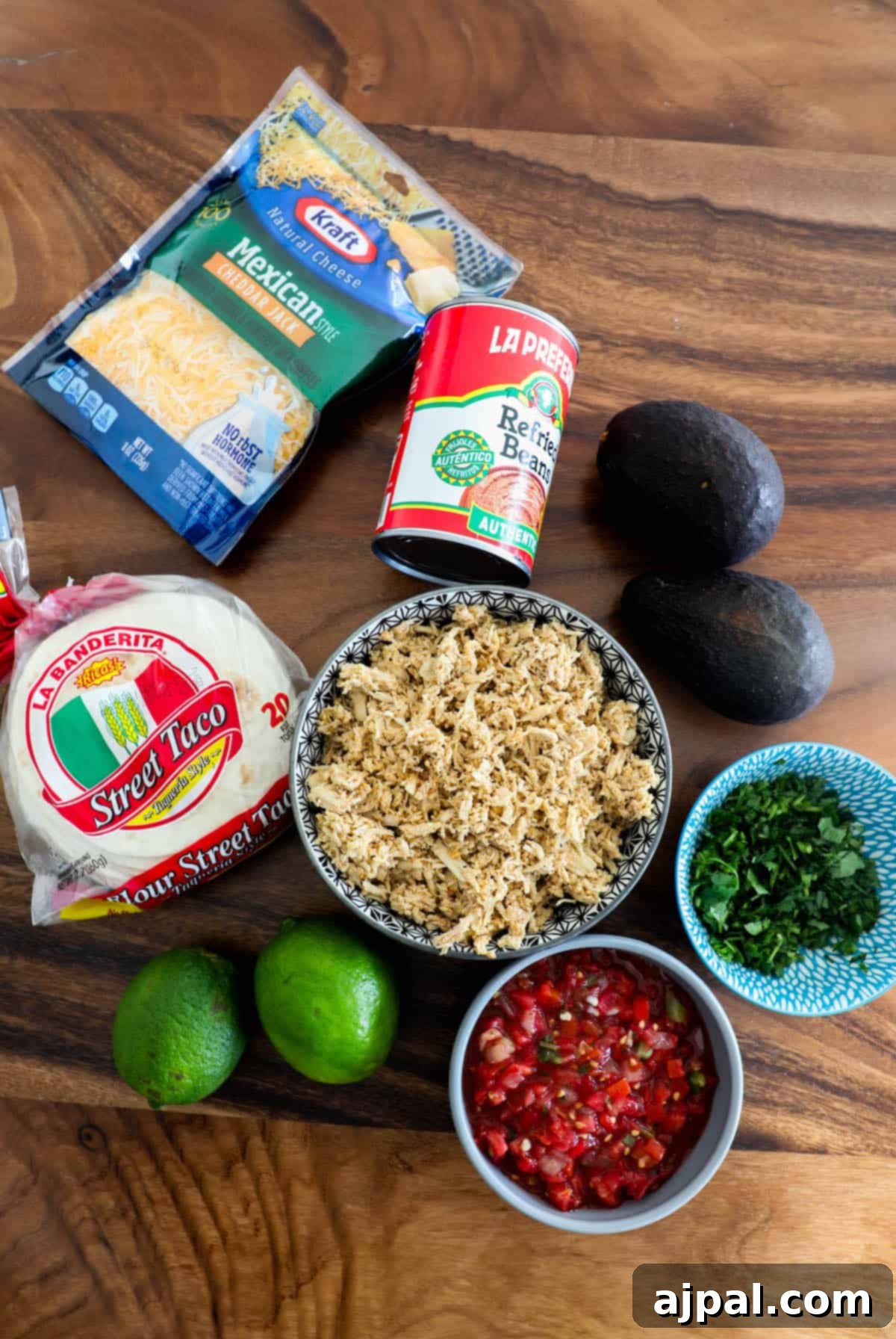Mini chicken quesadillas are laid out on a table.