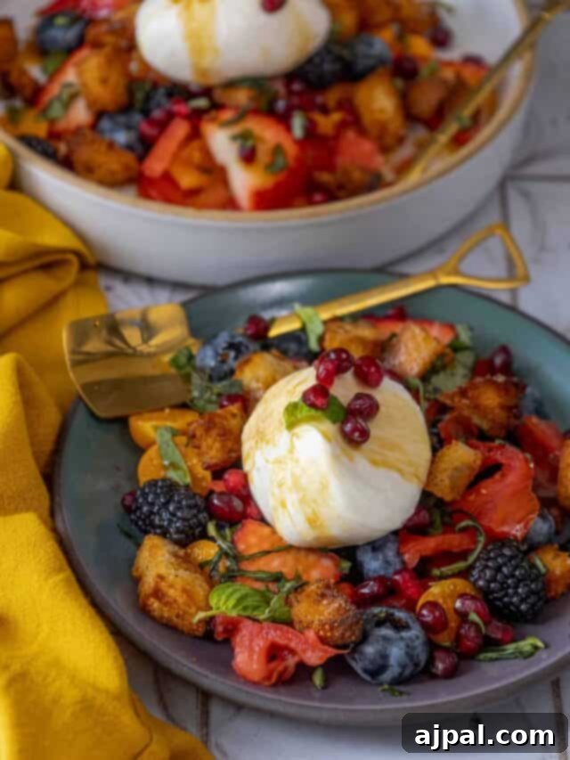Summer Berry Burrata Medley 12 A rustic plate featuring perfectly roasted Brussels sprouts, a medley of fresh berries, and creamy goat cheese.
