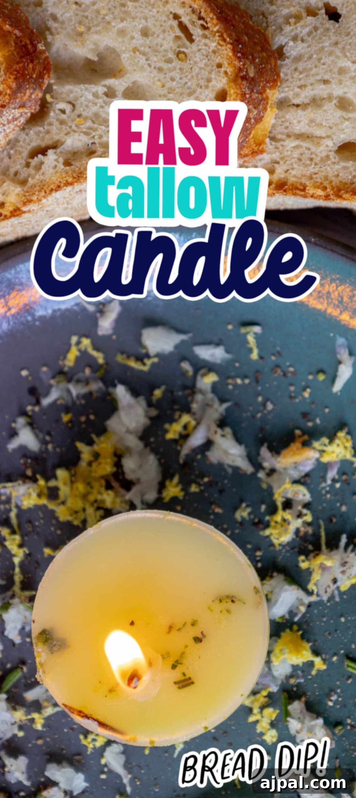 An easy tallow candle recipe captured in a vibrant screenshot, showcasing its appealing look.