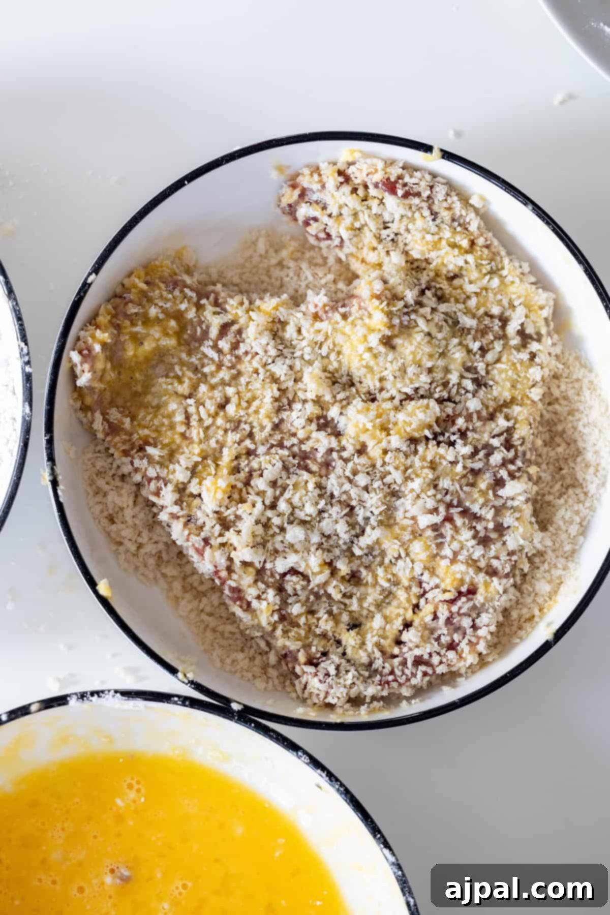 Steak coated in breadcrumbs