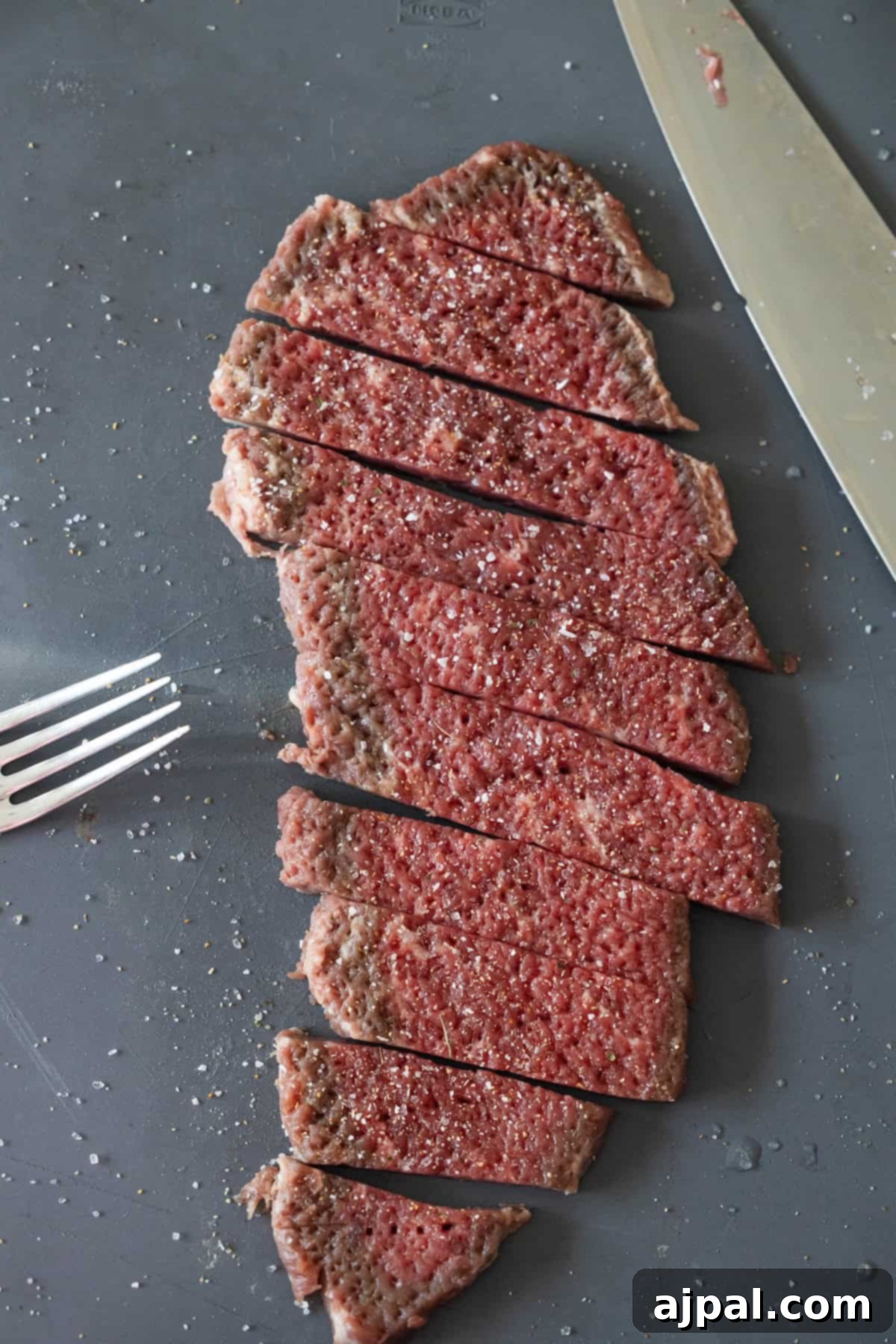 Slices of seasoned raw beef
