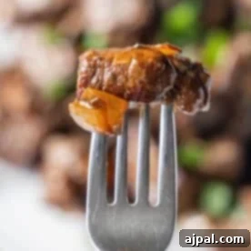 Sirloin Steak Bites 11 Juicy Sirloin Steak Tips on a Fork