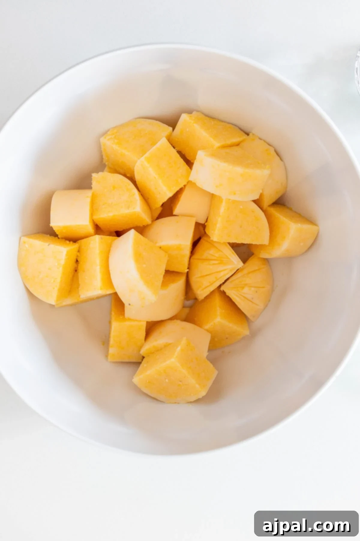 Polenta tossed in olive oil