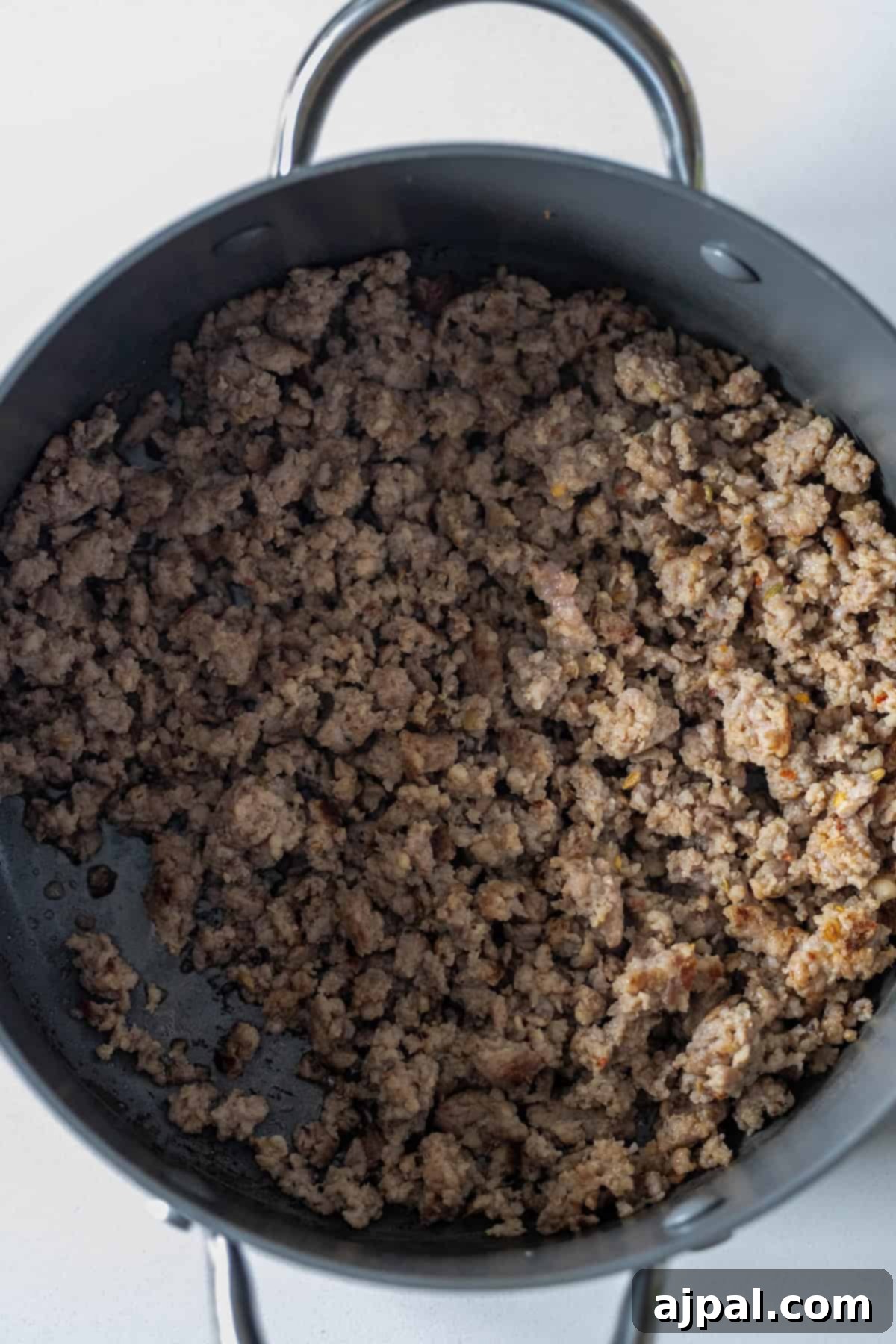Cheesy Ground Beef and Potato Bake 6 Browning Ground Beef