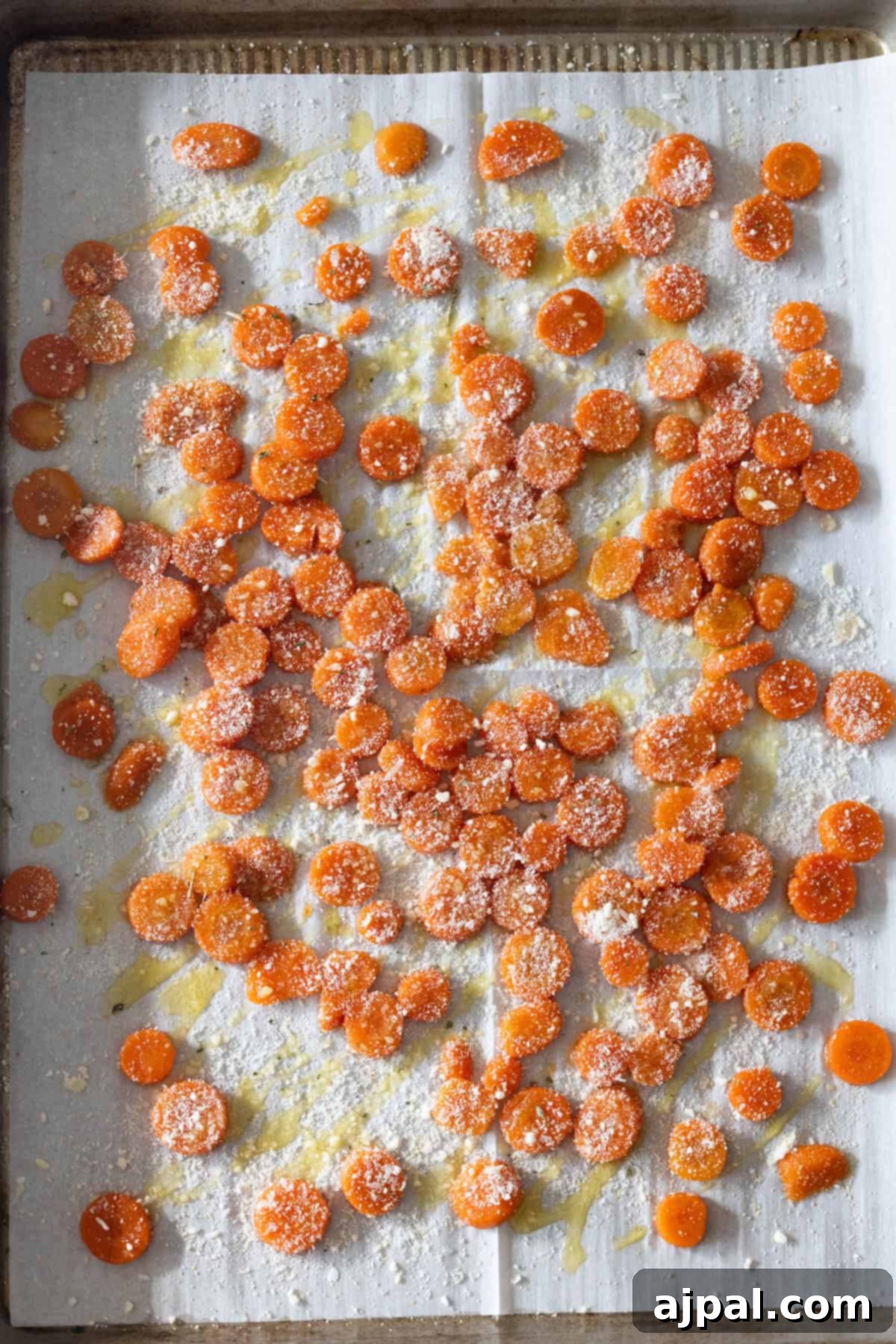 Carrots sprinkled with Parmesan cheese