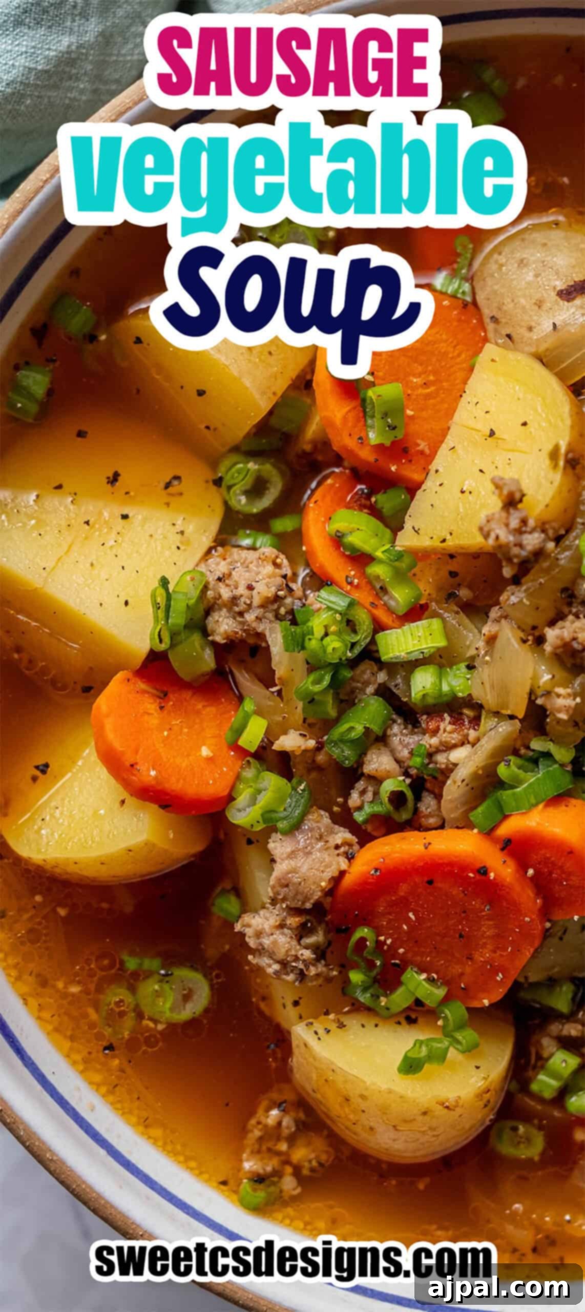 Bowl of Sausage Vegetable Soup