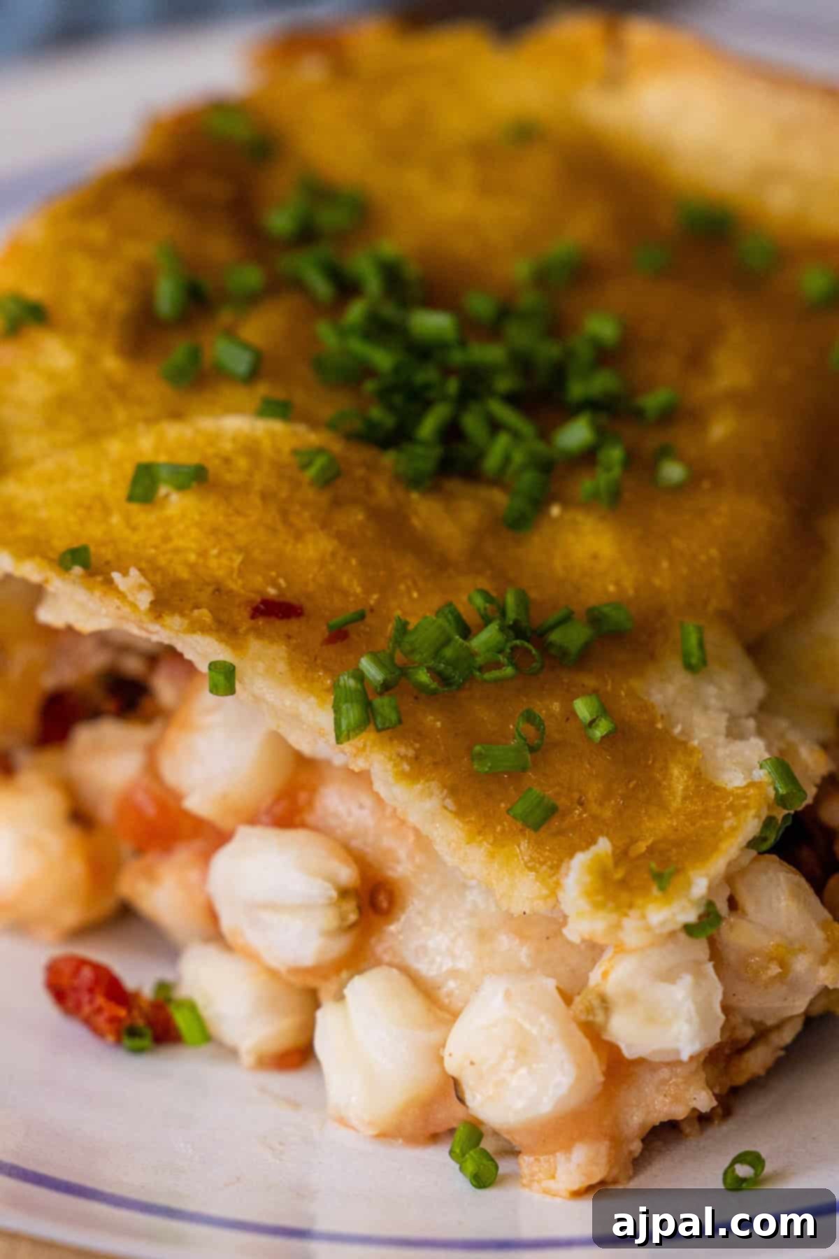 Close-up of Vegan Enchilada Pie filling
