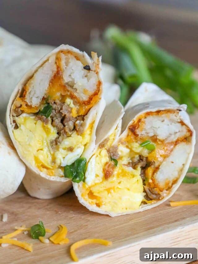 30 Back-to-School Meals That Reheat Perfectly 3 A burrito with eggs and cheese on a cutting board.